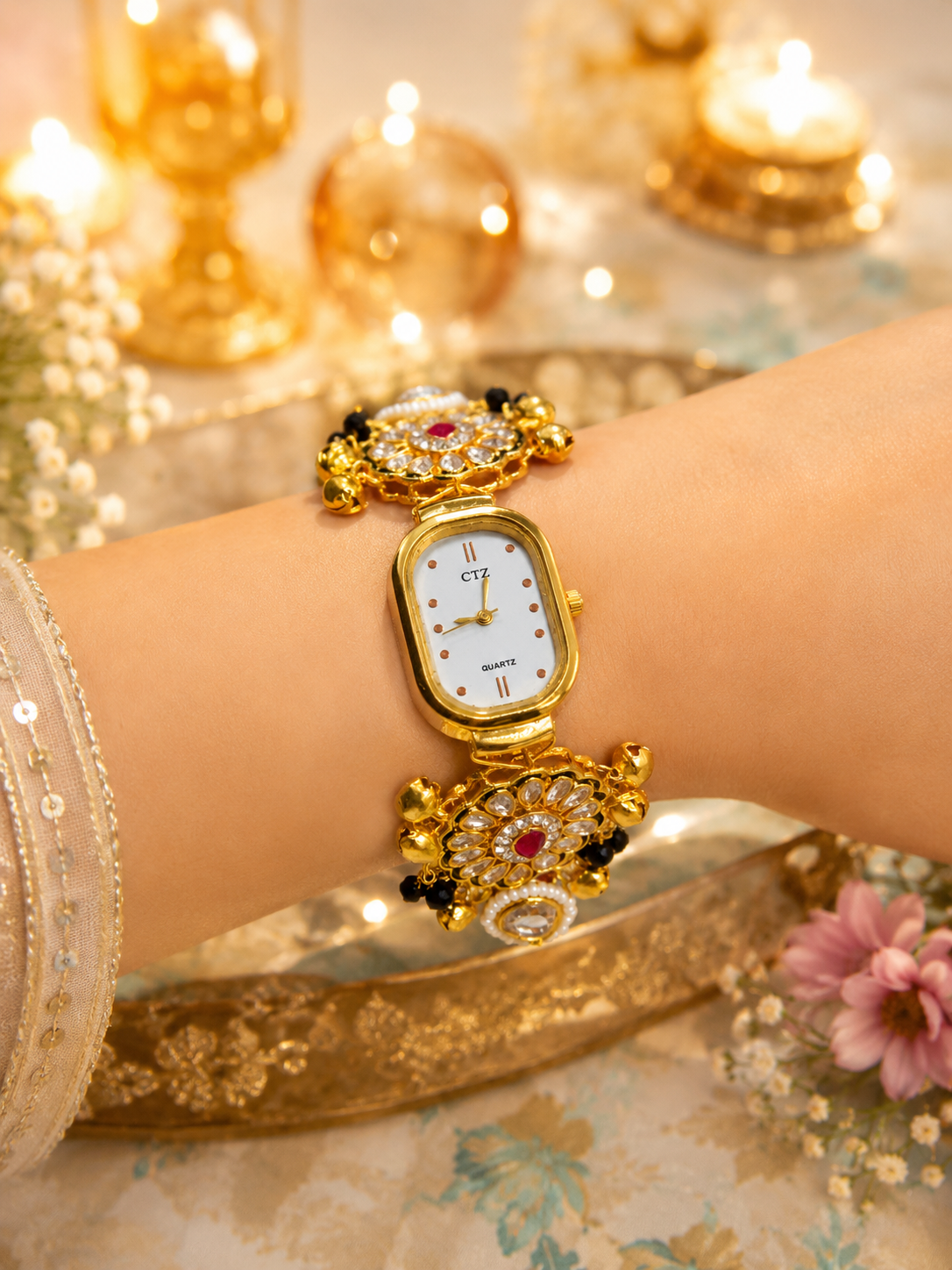 Stile Sovrano Raksha Bandhan Heritage Bracelet Watch for Brother | Kundan Rakhi Watch | Rakhi Utsav Collection