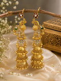 Stile Sovrano Gulnaar-e-Kashmir Handcrafted Long Jhumka Earrings for Women | Antique Gold Ethnic Statement Earrings