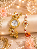 Stile Sovrano Pushpanjali Rakhi Watch Combo for Brother | Floral Petal Dial Bracelet Watch with Matching Rakhi | Rakhi Utsav Collection