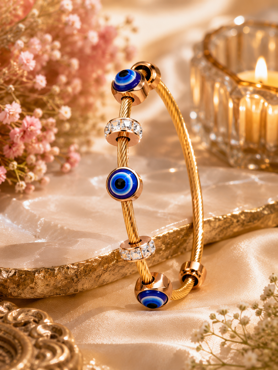 Evil Eye Charm Twist Cable Bracelet – Stile Sovrano