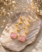 Blush Pink Rectangular Stone Drop Earrings – Stile Sovrano