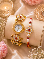 Stile Sovrano Pushpanjali Rakhi Watch Combo for Brother | Floral Petal Dial Bracelet Watch with Matching Rakhi | Rakhi Utsav Collection