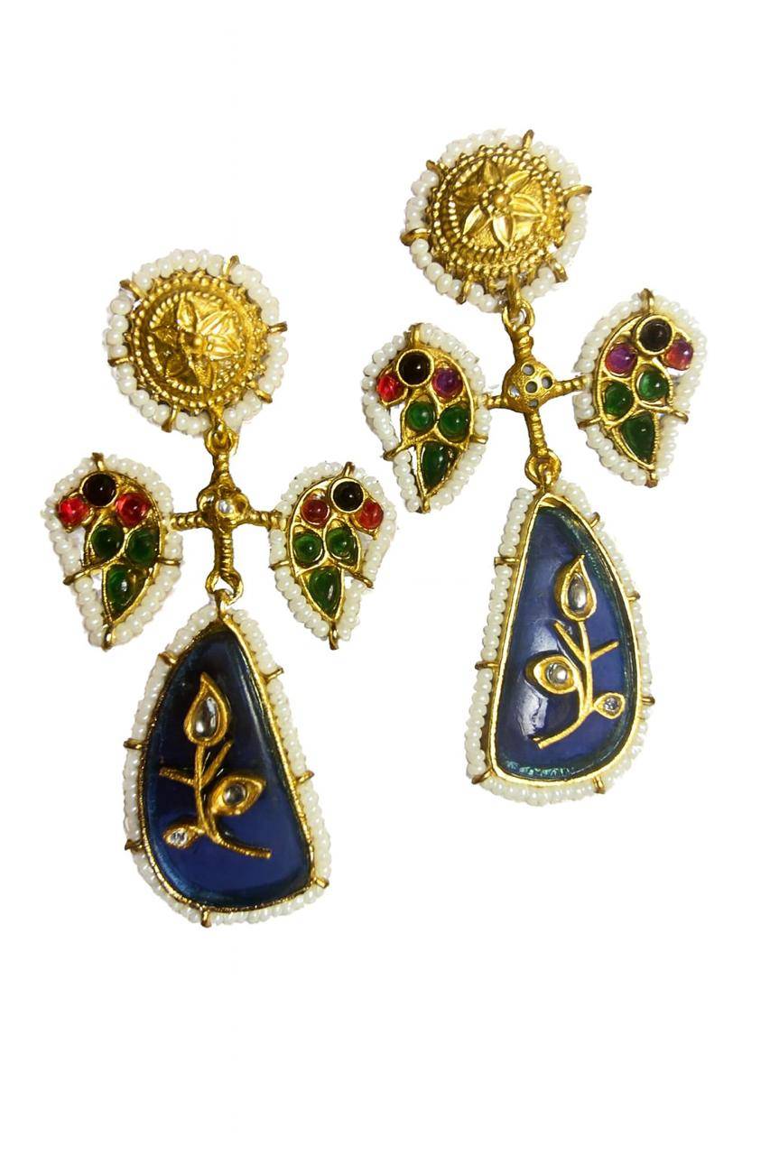 Kashmiri Inspired Meenakari Drop Earrings