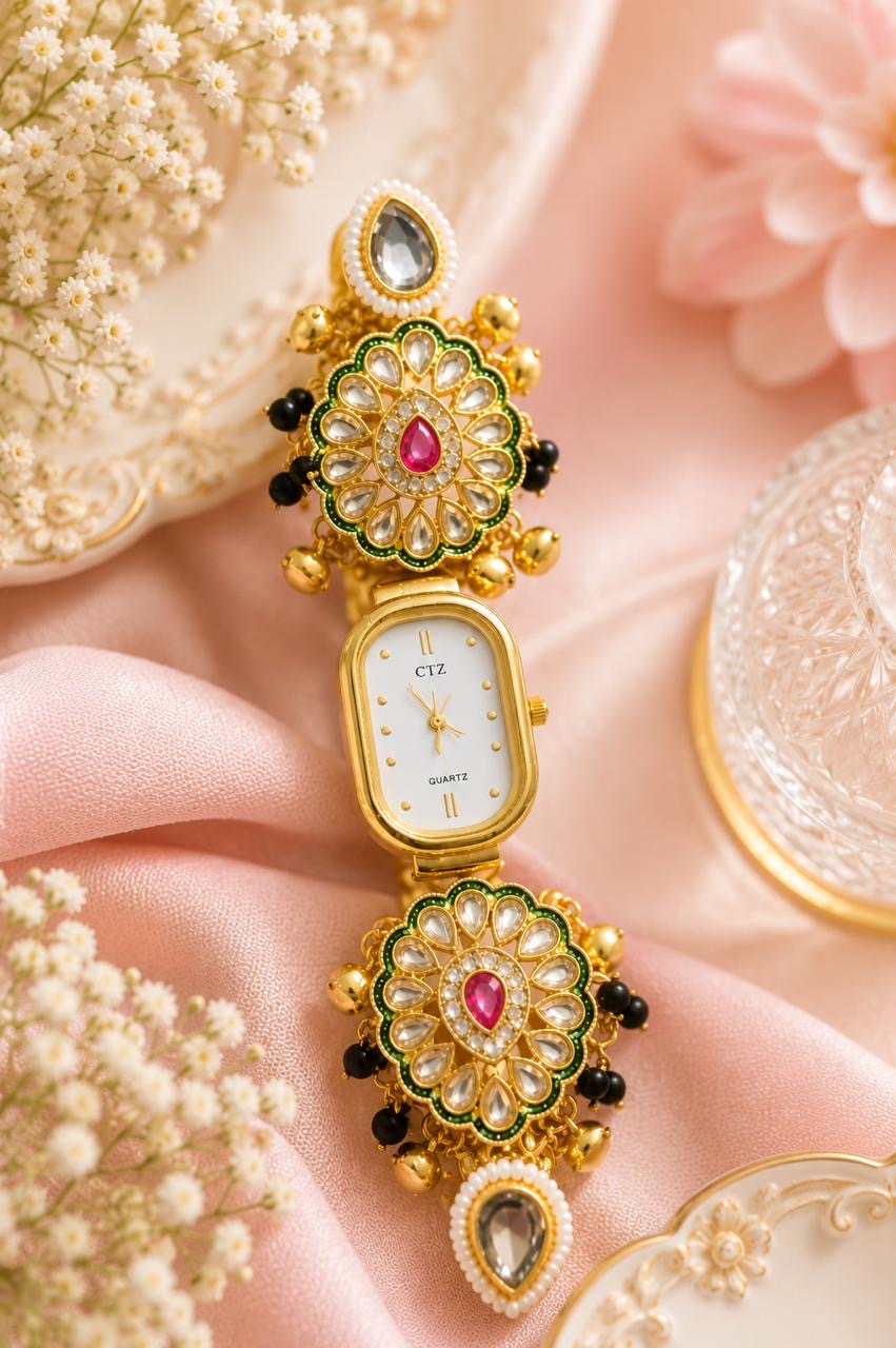 Stile Sovrano Raksha Bandhan Heritage Bracelet Watch for Brother | Kundan Rakhi Watch | Rakhi Utsav Collection