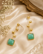 Blush Pink Rectangular Stone Drop Earrings – Stile Sovrano