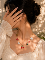 Gold Fruit & Butterfly Multi-Charm Pendant Necklace – Stile Sovrano