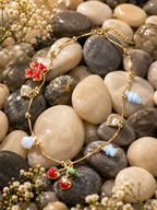 Gold Cherry & Heart Multi-Charm Pendant Necklace – Stile Sovrano
