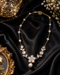 Pearl & Rhinestone Floral Pendant Necklace Gold Chain – Stile Sovrano