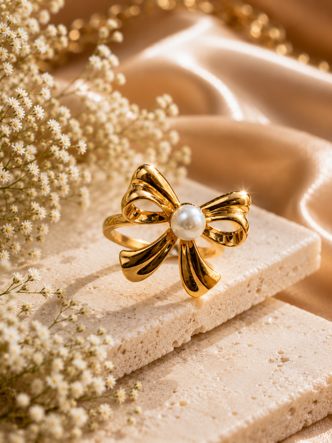 Fiocco Perlado Lustrous Bow Ring