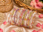 Stile Sovrano Rangrez Kashmiri Crystal Beaded Bangles Set for Women | Traditional Ethnic Bangles (Set of 8)