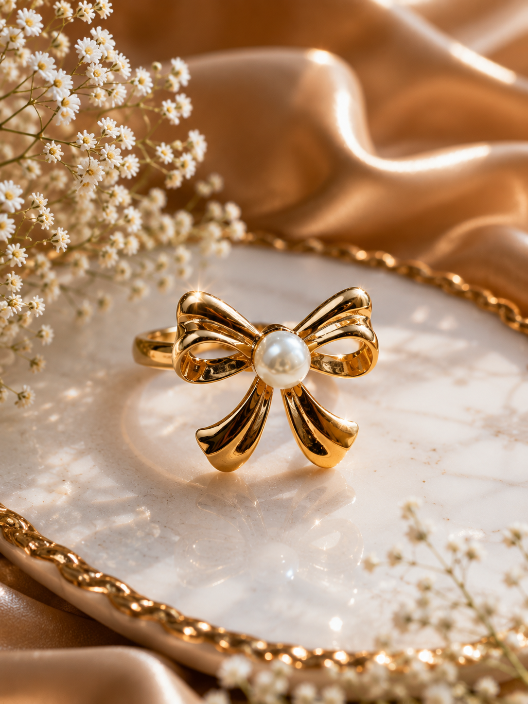 Fiocco Perlado Lustrous Bow Ring