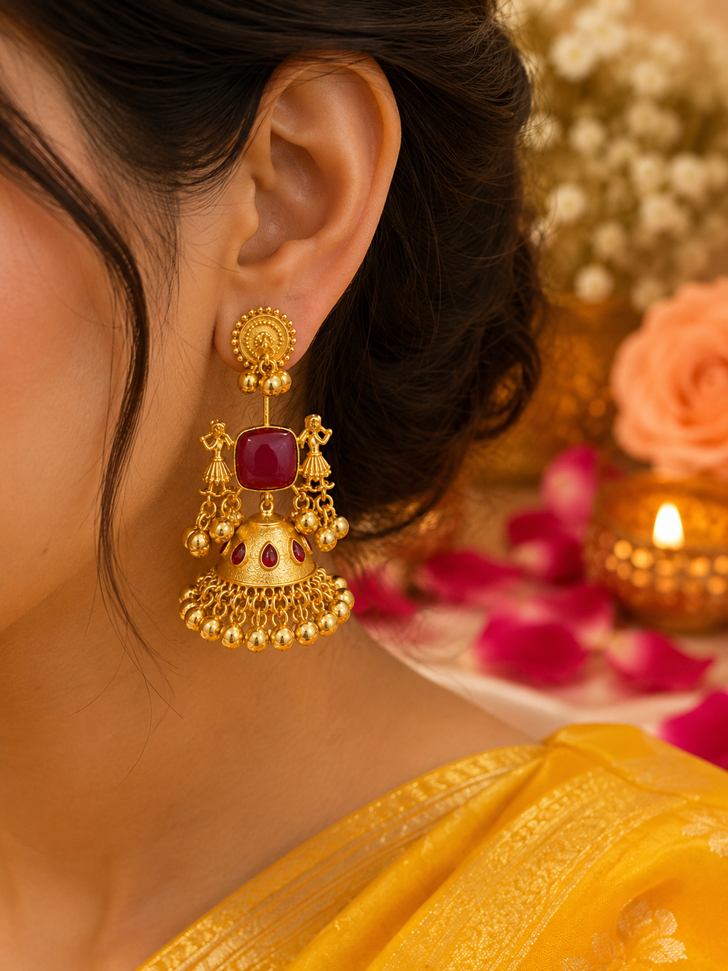 Nrityangana Viraasat Luxe – Temple Jhumka Kashmiri Earrings