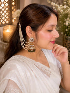 Stile Sovrano Zeenat Pearl Detachable Shoulder Duster Jhumka Earrings for Women | Gold-Plated Kundan-Inspired Bridal Statement Earrings