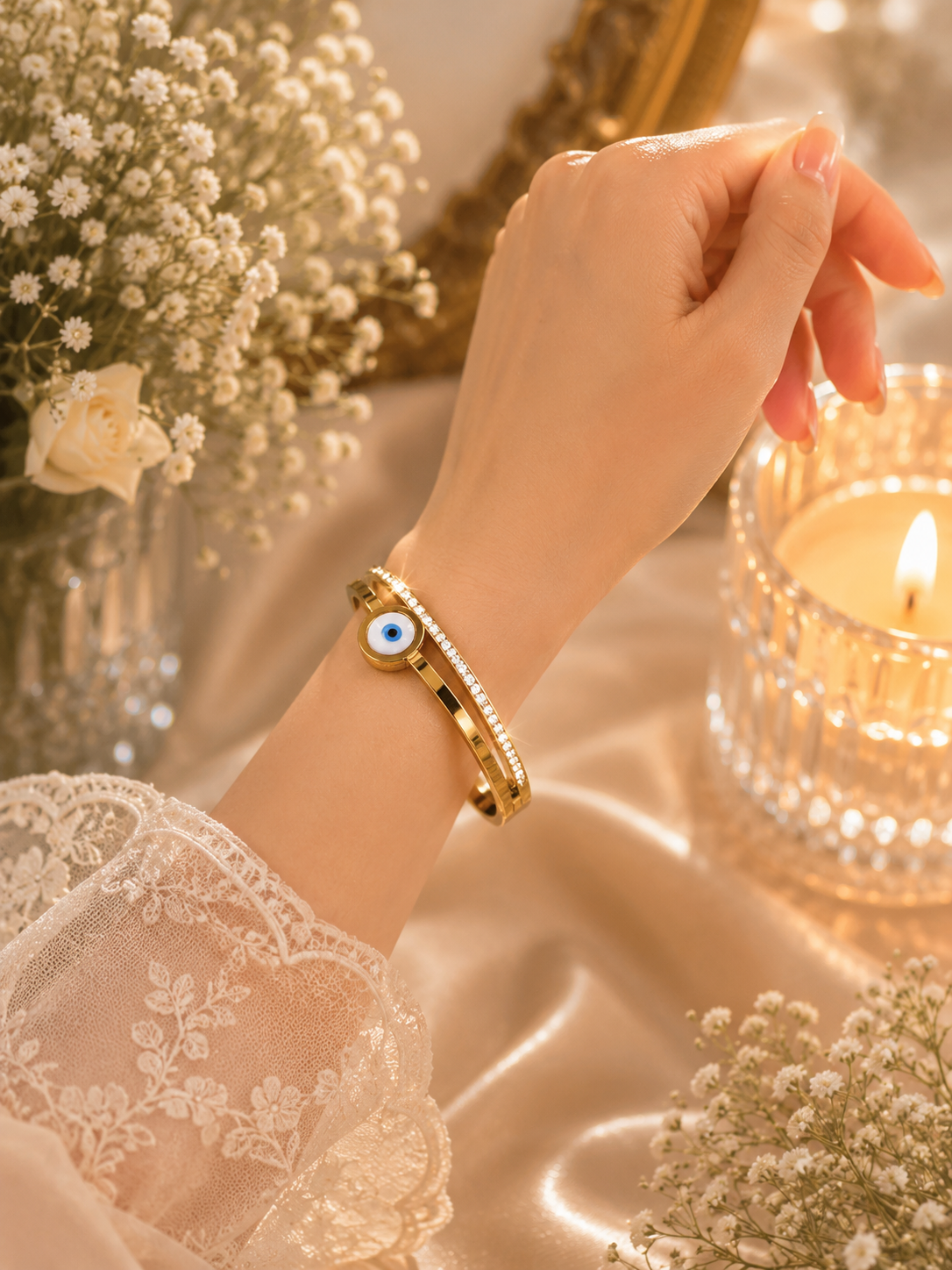 Aurora Duo Bracelet – Protective Grace in Structured Gold