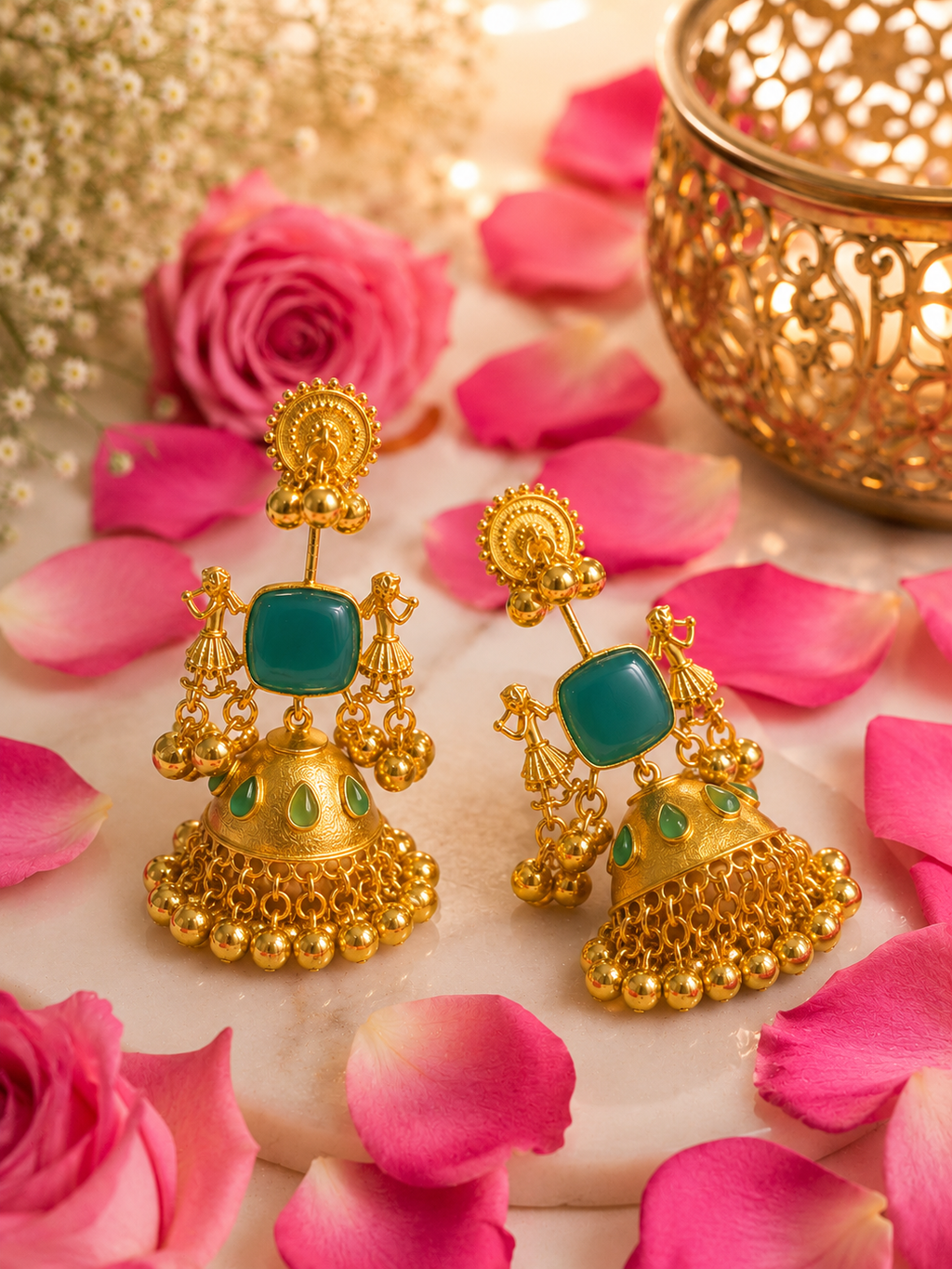 Nrityangana Viraasat Luxe – Temple Jhumka Kashmiri Earrings