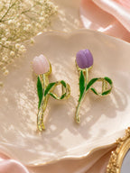 Stile Sovrano Tulipa Royale Tulip Hair Clutcher for Women | Luxury Gold-Tone Floral Claw Clip | Premium Designer Hair Accessory