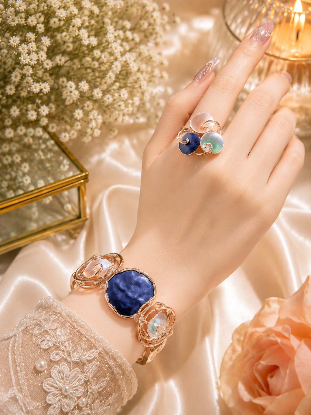 Aurora Spiral Cuff Bracelets– Cosmic Duality in Sculpted Gold