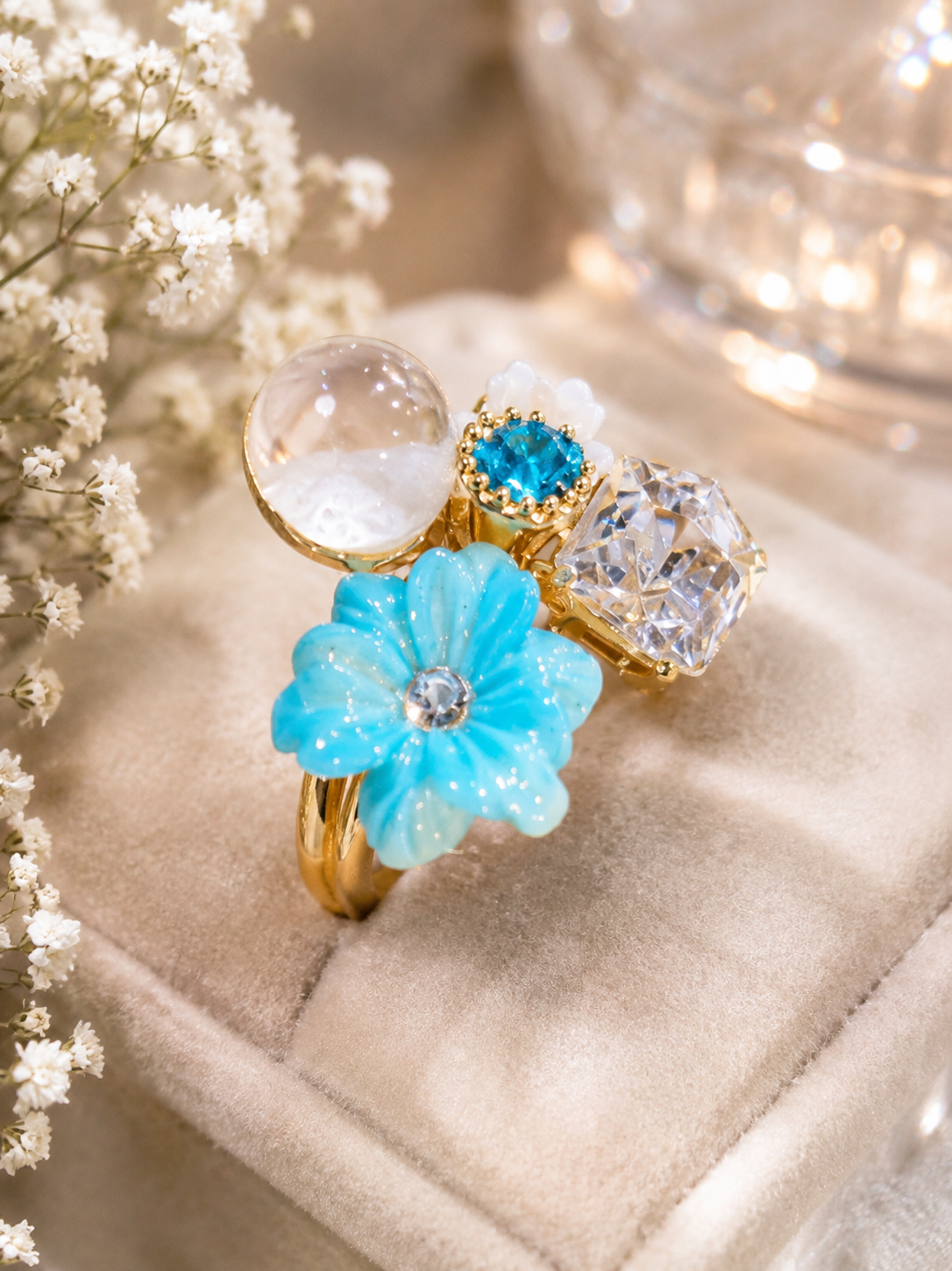 Gold Floral Bouquet Charm Statement Ring – Stile Sovrano