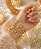 Stile Sovrano Noor-e-Zareen Gold Charm Bangle Set for Women | Adjustable Ethnic Kada Bangles | pack of 8