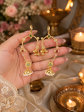 Stile Sovrano Shringarika Traditional Kashmiri Gold-Plated Ear Cuffs for Women | Pearl Beads, Floral Design & Multicolor Gemstone Embellishments