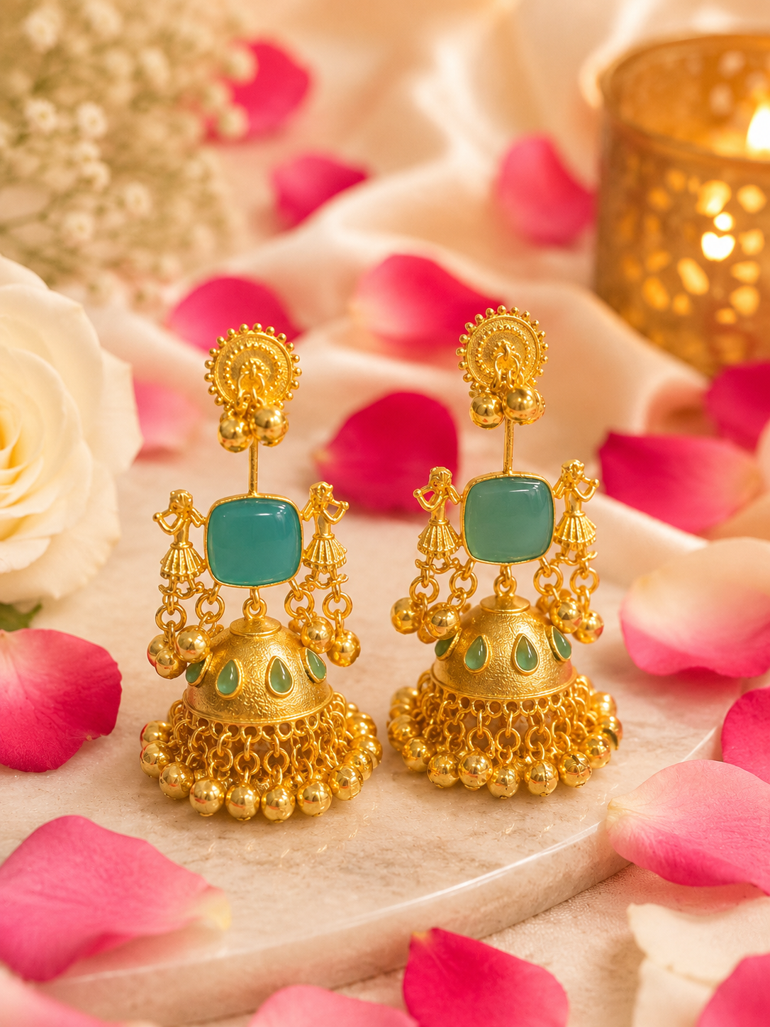 Nrityangana Viraasat Luxe – Temple Jhumka Kashmiri Earrings