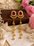 Stile Sovrano Noor-e-Kashmir Pearl Tassel Earrings for Women | Heritage Gold Statement Earrings