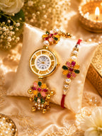 Stile Sovrano Kusum Royale Rakhi Watch Combo for Brother | Round Dial Designer Bracelet Watch with Matching Rakhi | Rakhi Utsav Collection