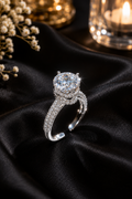 Round Cut Crystal Solitaire Statement Ring Silver Tone – Stile Sovrano