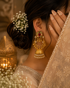 Rajkumari Meherang Viraasat – Pearl Jhumka Hoop Kashmiri Earrings with Multicolor Kundan Stones