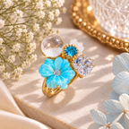 Gold Floral Bouquet Charm Statement Ring – Stile Sovrano