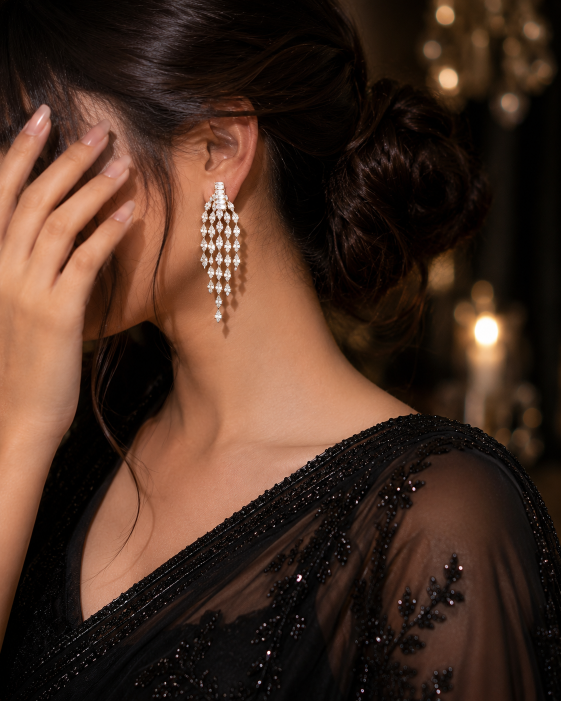 Celestia Cascade Rhinestone Drop Earrings