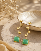 Blush Pink Rectangular Stone Drop Earrings – Stile Sovrano