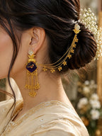 Stile Sovrano Mayurika Heritage Saree Pin with Bird Motif & Chain for Women | Premium Ethnic Brooch