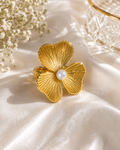 Gold Poppy Flower Pearl Statement Ring – Stile Sovrano