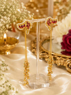 Stile Sovrano Lalima-e-Kashmir Long Tassel Earrings for Women | Kashmiri Gold Statement Earrings
