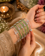 Stile Sovrano Gulshan-e-Kashmir Traditional Silver-Toned Ghungroo Bangles Set for Women | Kashmiri Ethnic Statement Bangles (Set of 8)