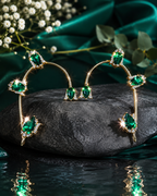 Emerald Green Stone Ear Cuff Earrings Gold Tone – Stile Sovrano