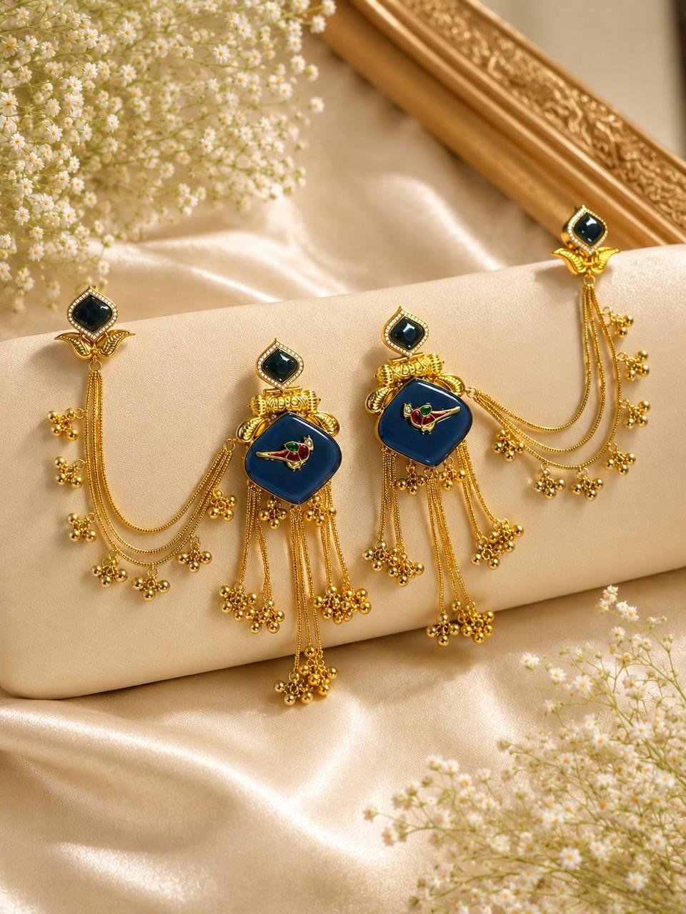 Stile Sovrano Mayurika Heritage Saree Pin with Bird Motif & Chain for Women | Premium Ethnic Brooch