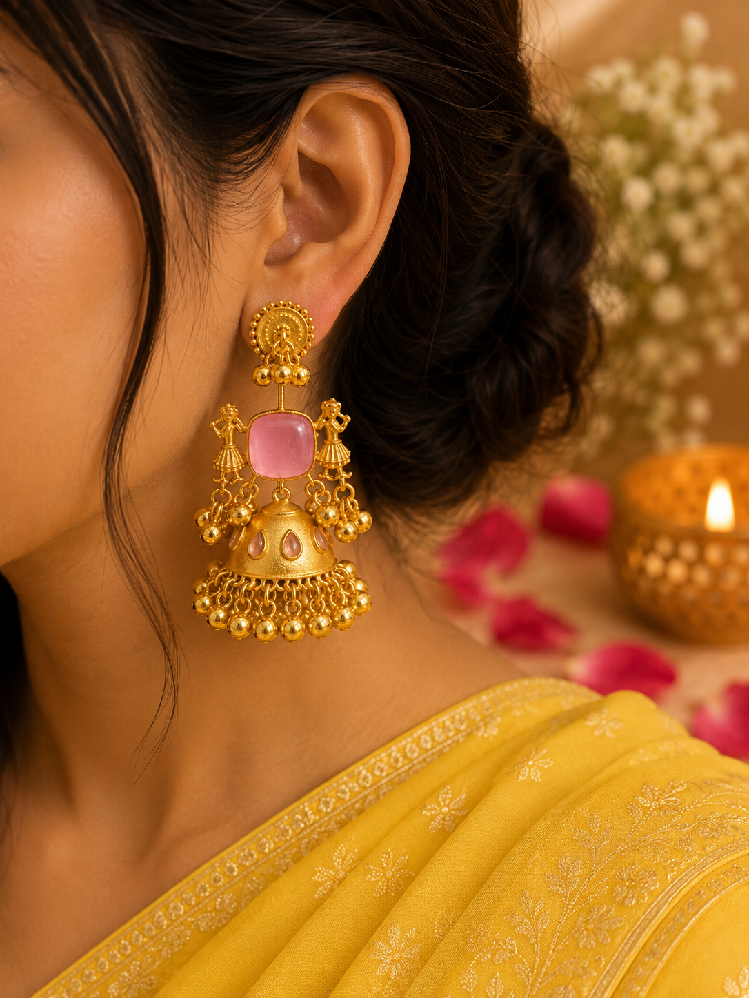 Nrityangana Viraasat Luxe – Temple Jhumka Kashmiri Earrings