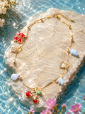 Gold Cherry & Heart Multi-Charm Pendant Necklace – Stile Sovrano