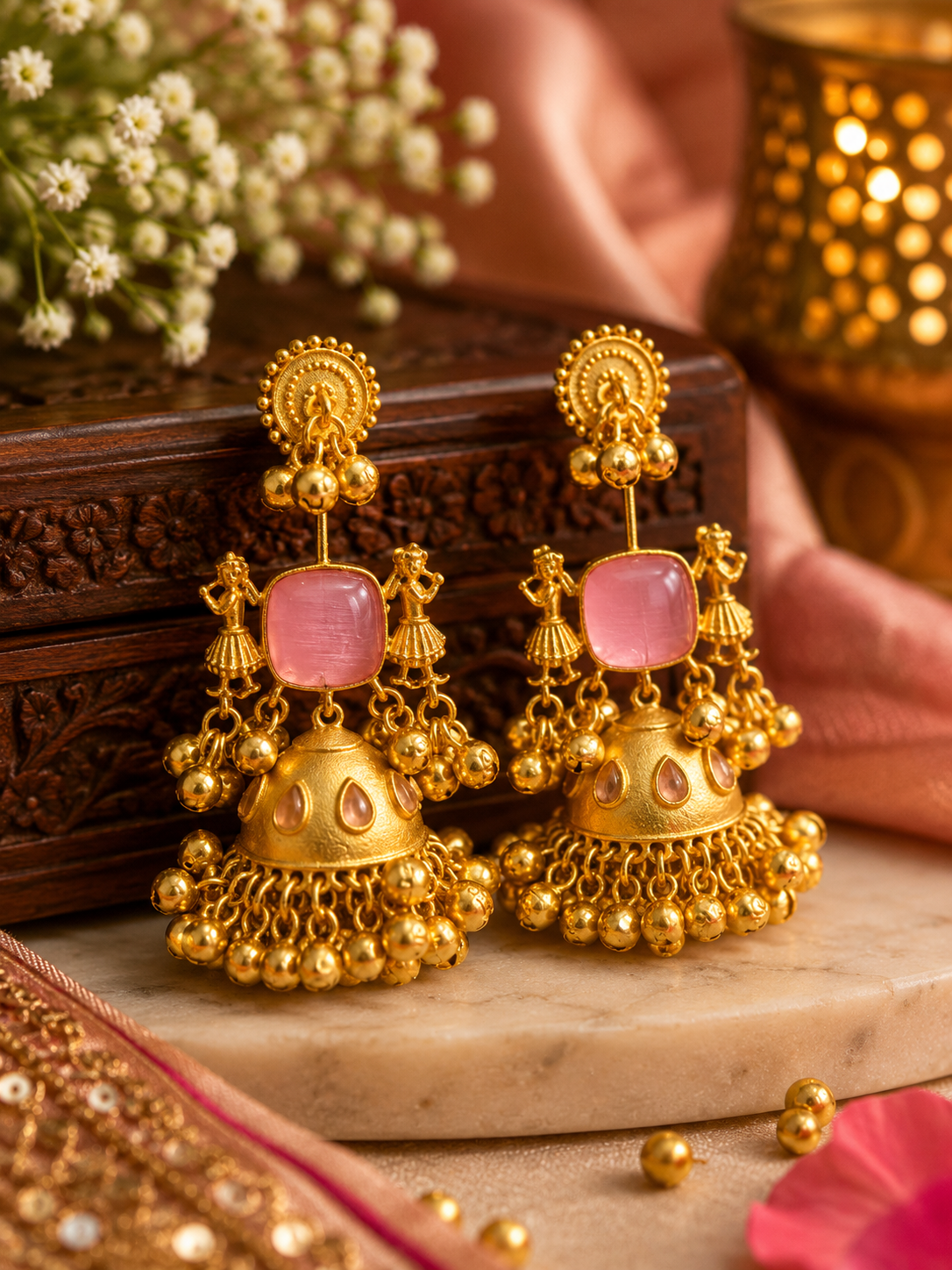 Nrityangana Viraasat Luxe – Temple Jhumka Kashmiri Earrings