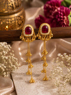 Stile Sovrano Noor-e-Kashmir Pearl Tassel Earrings for Women | Heritage Gold Statement Earrings