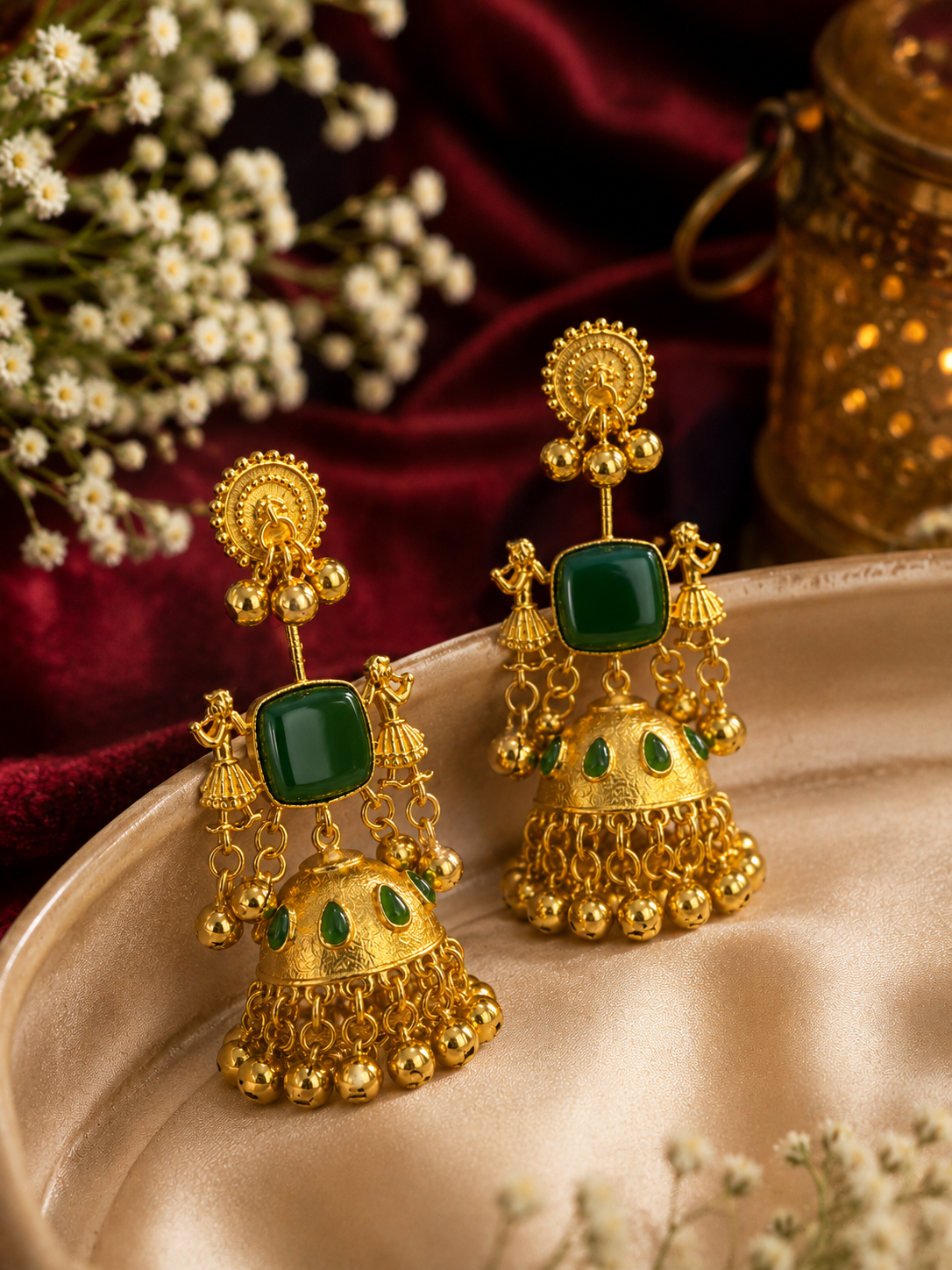 Nrityangana Viraasat Luxe – Temple Jhumka Kashmiri Earrings