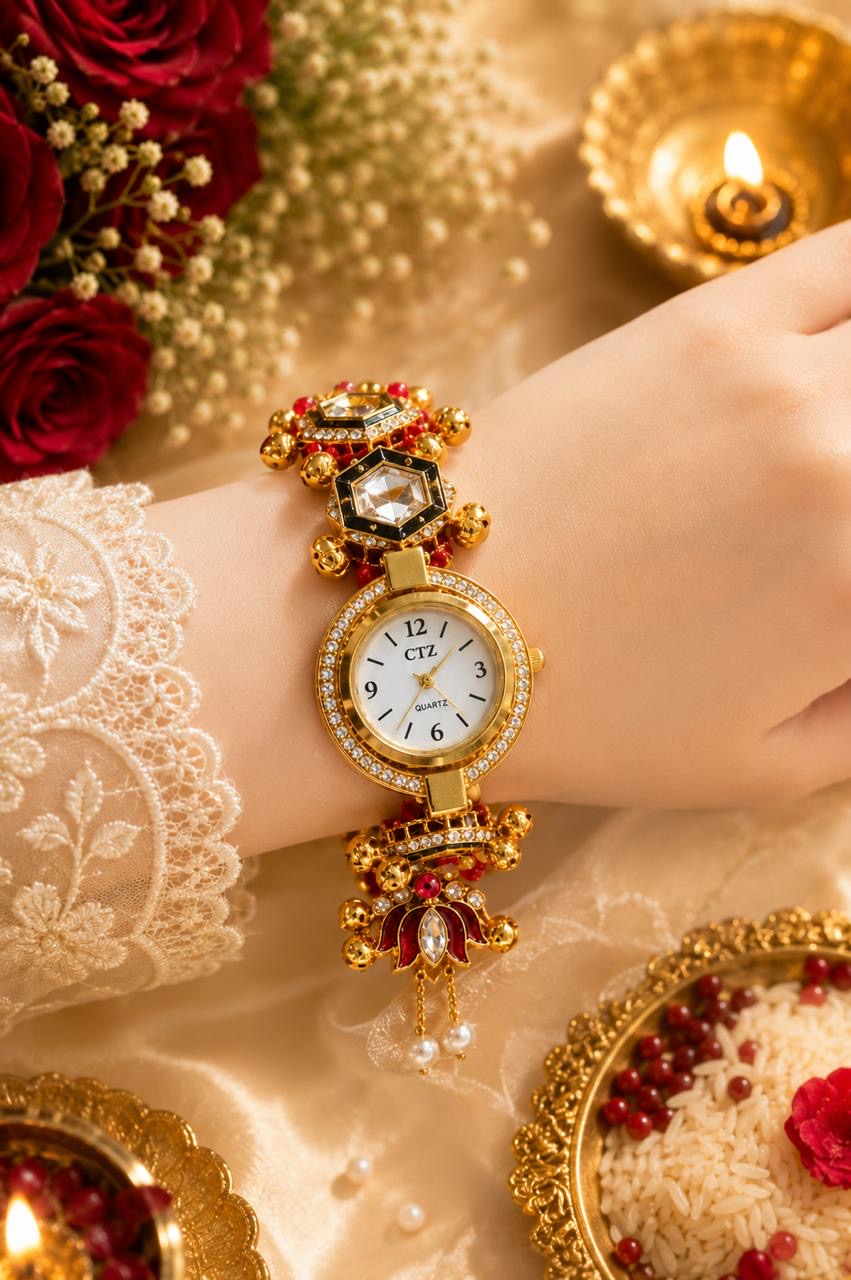 Stile Sovrano Raksha Bandhan Heritage Rakhi Bracelet Watch for Brother | Premium Designer Rakhi Watch | Rakhi Utsav Collection