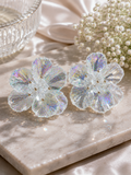 Aurora Petal Crystal Flower Studs Earrings