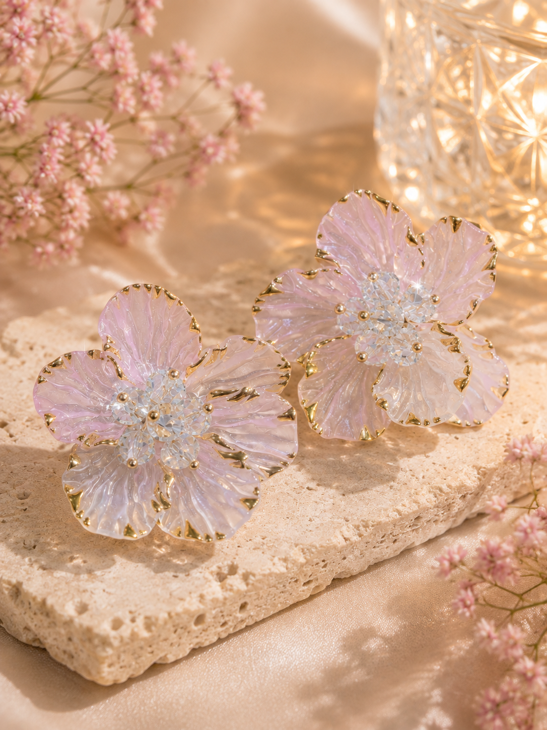 Aurora Petal Crystal Flower Studs Earrings