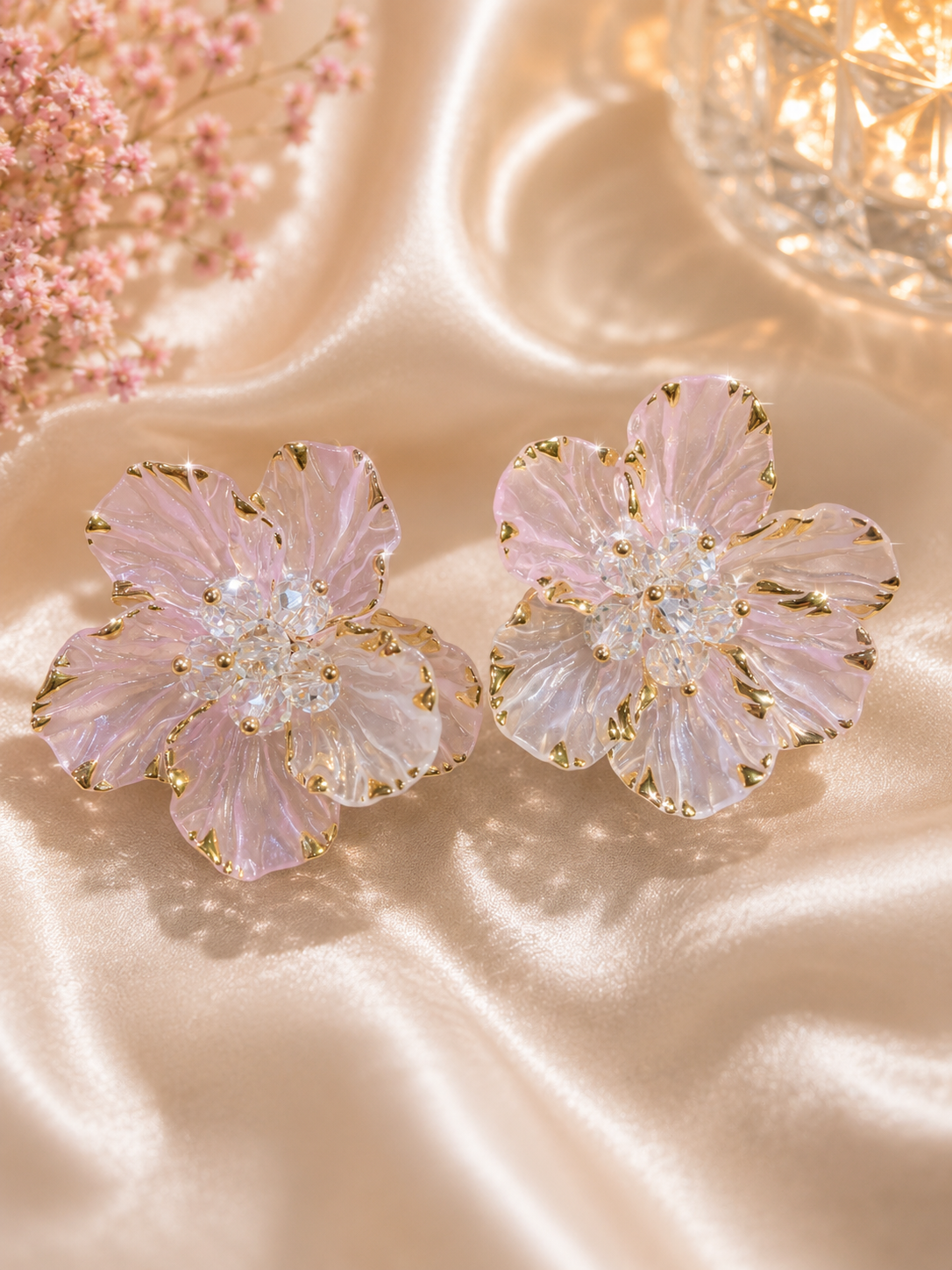 Aurora Petal Crystal Flower Studs Earrings