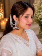 Stile Sovrano Zeenat Pearl Detachable Shoulder Duster Jhumka Earrings for Women | Gold-Plated Kundan-Inspired Bridal Statement Earrings