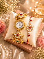 Stile Sovrano Pushpanjali Rakhi Watch Combo for Brother | Floral Petal Dial Bracelet Watch with Matching Rakhi | Rakhi Utsav Collection