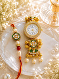 Stile Sovrano Hari Shagun Bhai Bhabhi Rakhi Watch Combo | Green Heritage Bracelet Watch with Matching Rakhi | Rakhi Utsav Collection